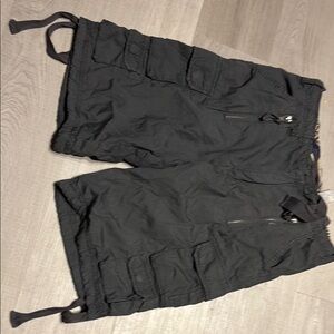 Buffalo David Bitton Black Cargo Shorts with Adjustable Cords